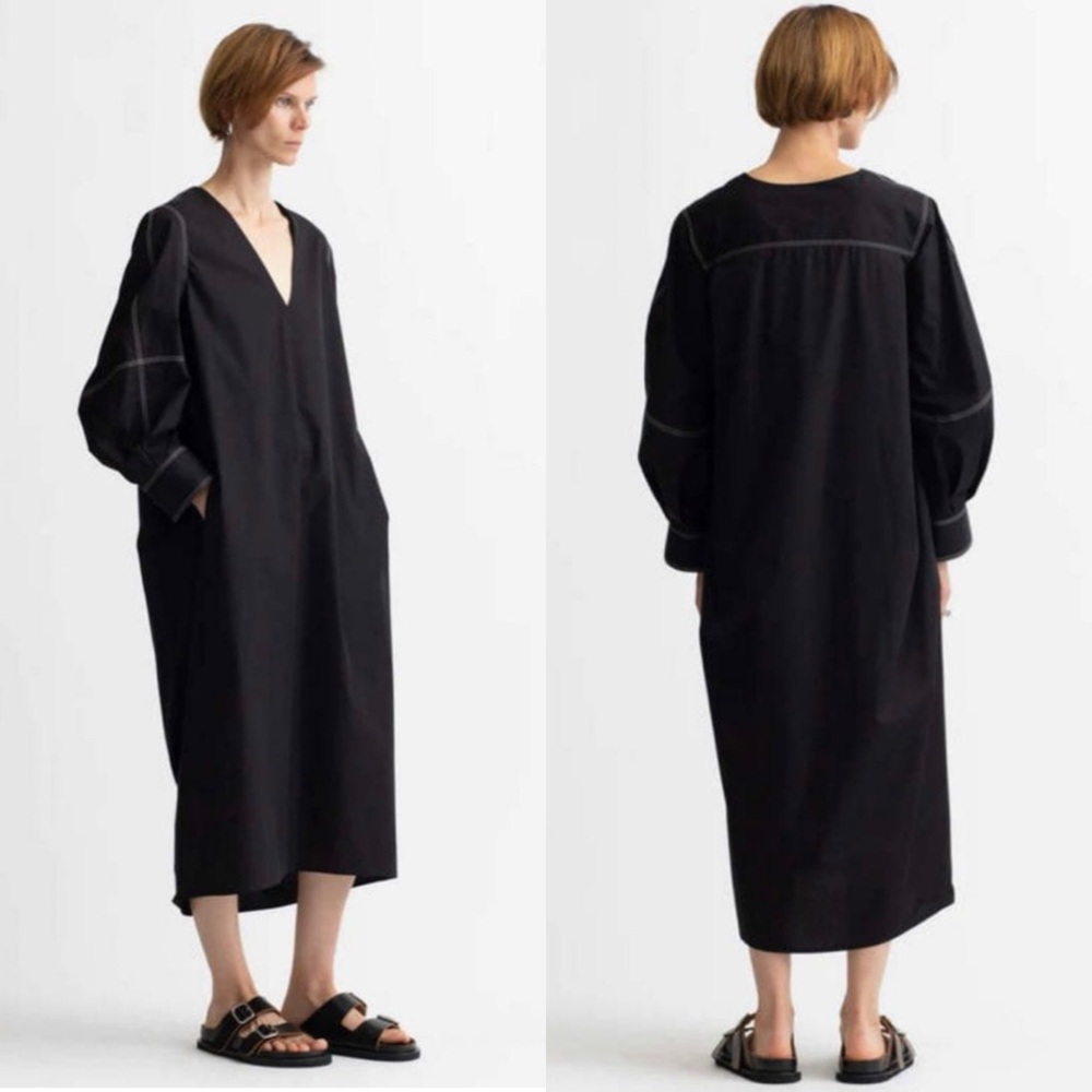 Maria McManus Black Engineered Sleeve Dress